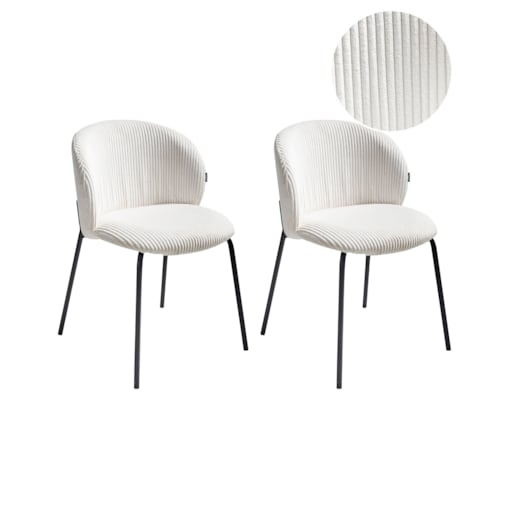 Zestaw 2 krzeseł do jadalni MILES Sztruks Złamana biel
