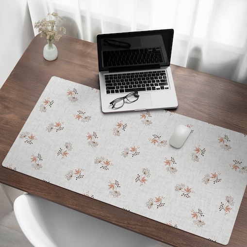Beżowa mata na biurko Delikatne kwiaty retro, 120x60 cm