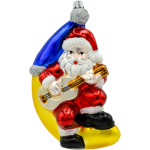 Bombka choinkowa: Święty Mikołaj na księżycu z gitarą