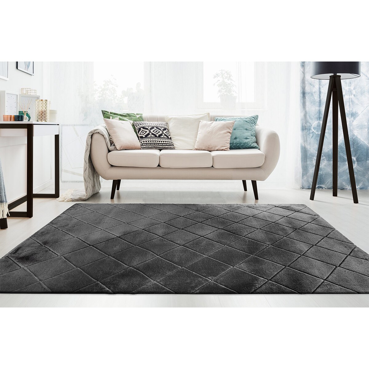 Dywan Rabbit Grafit Futro Królika Romby Momenta 6000 160x230