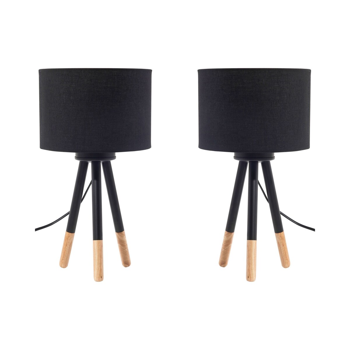 Zestaw 2 lampek nocnych drewniany czarny TOBOL