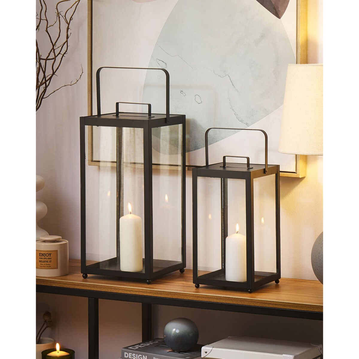 Lampion metalowy 41 cm czarny LEPAR