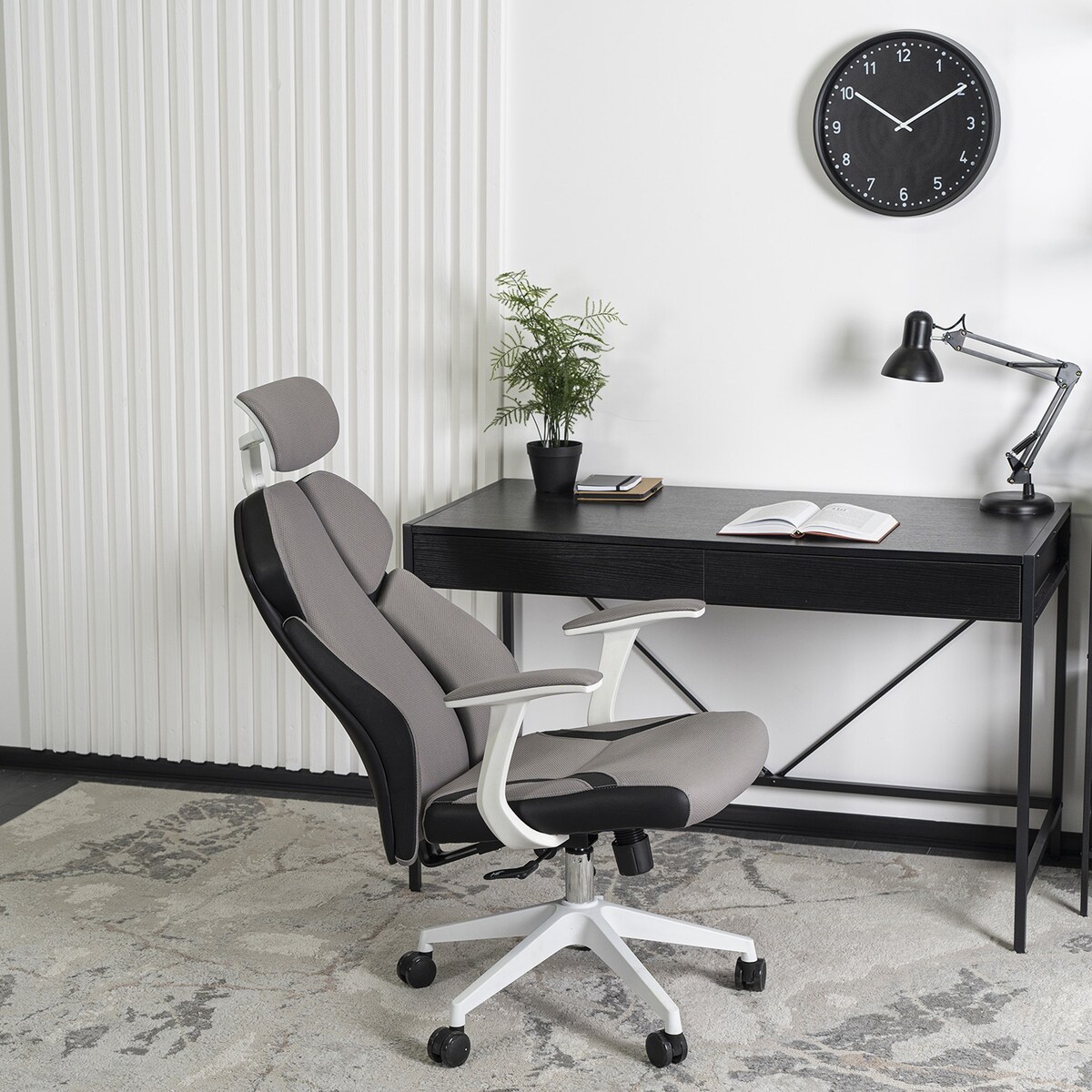 Krzesło biurowe obrotowe ergonomiczne szare-białe DUNCAN