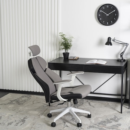 Krzesło biurowe obrotowe ergonomiczne szare-białe DUNCAN