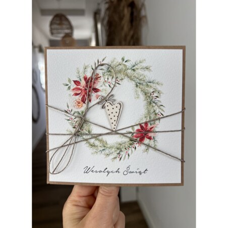 Wyjątkowa ręcznie robiona kartka świąteczna na Boże Narodzenie na piękne życzenia świąteczne - sposób na prezent - masaż, spa, koncert, weekend