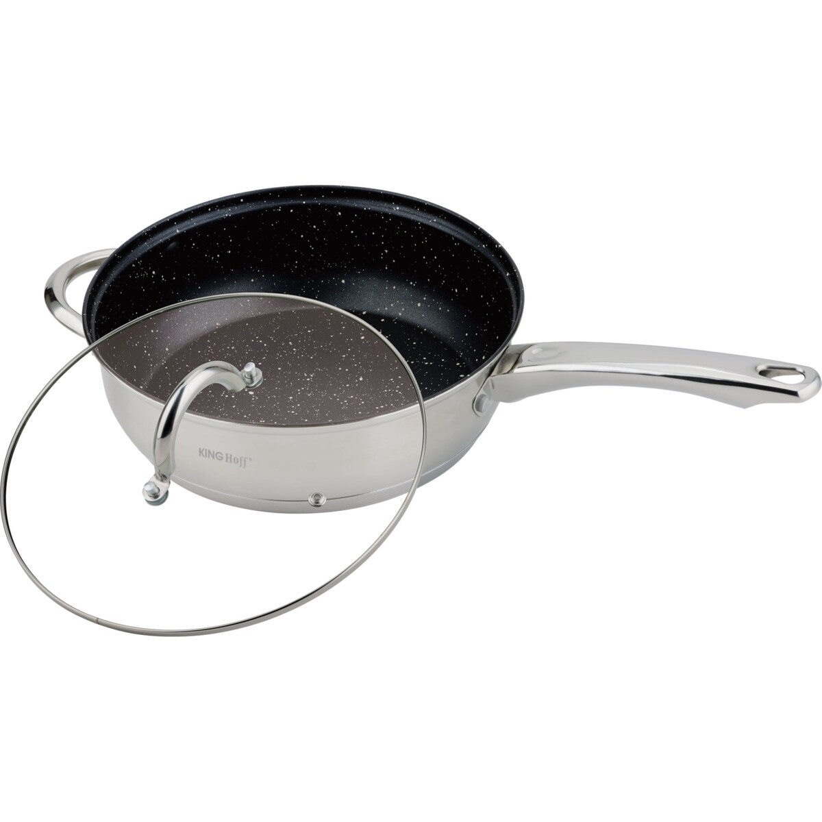 Zestaw garnków stalowych 12 ele. garnki na indukcję komplet Silver marble KINGHOFF