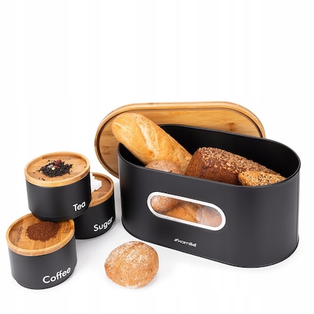 Zestaw Chlebak z 3 pojemnikami kuchennymi na przyprawy chleb pieczywo KAMILLE