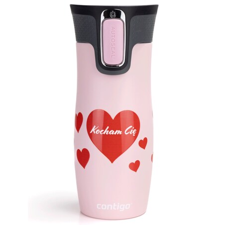 Kubek termiczny Contigo West Loop Serca 470 ml - różowy mat