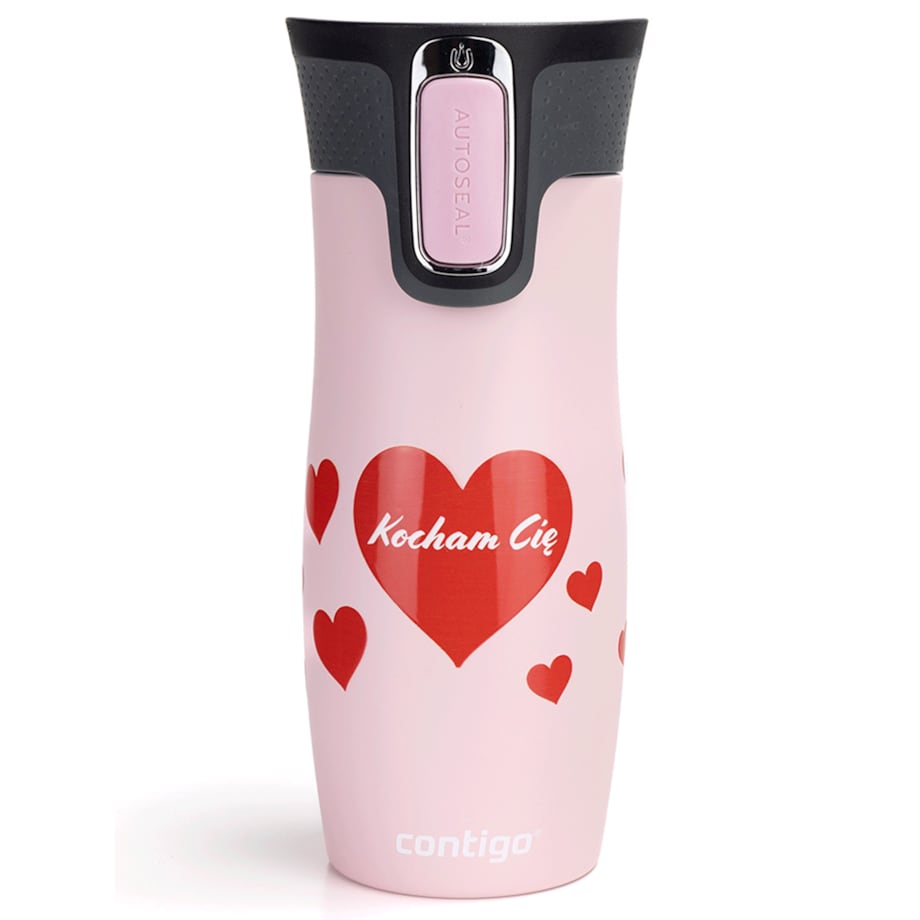 Kubek termiczny Contigo West Loop Serca 470 ml - różowy mat