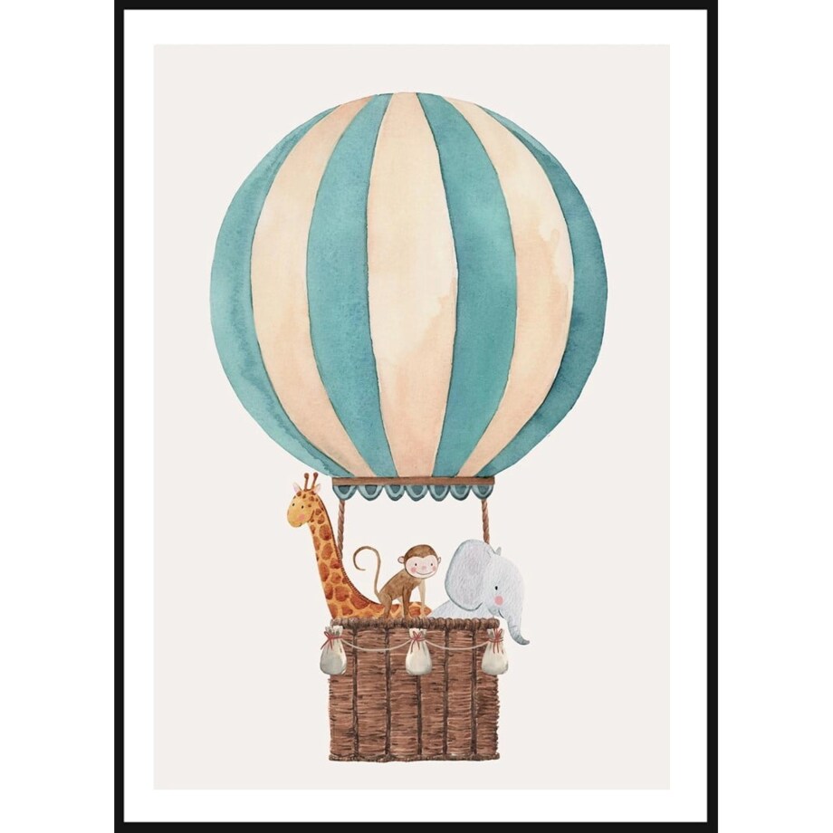 Poster Story, Plakat, Obraz - Zwierzątka w Balonie, wymiary 30 x 42 cm
