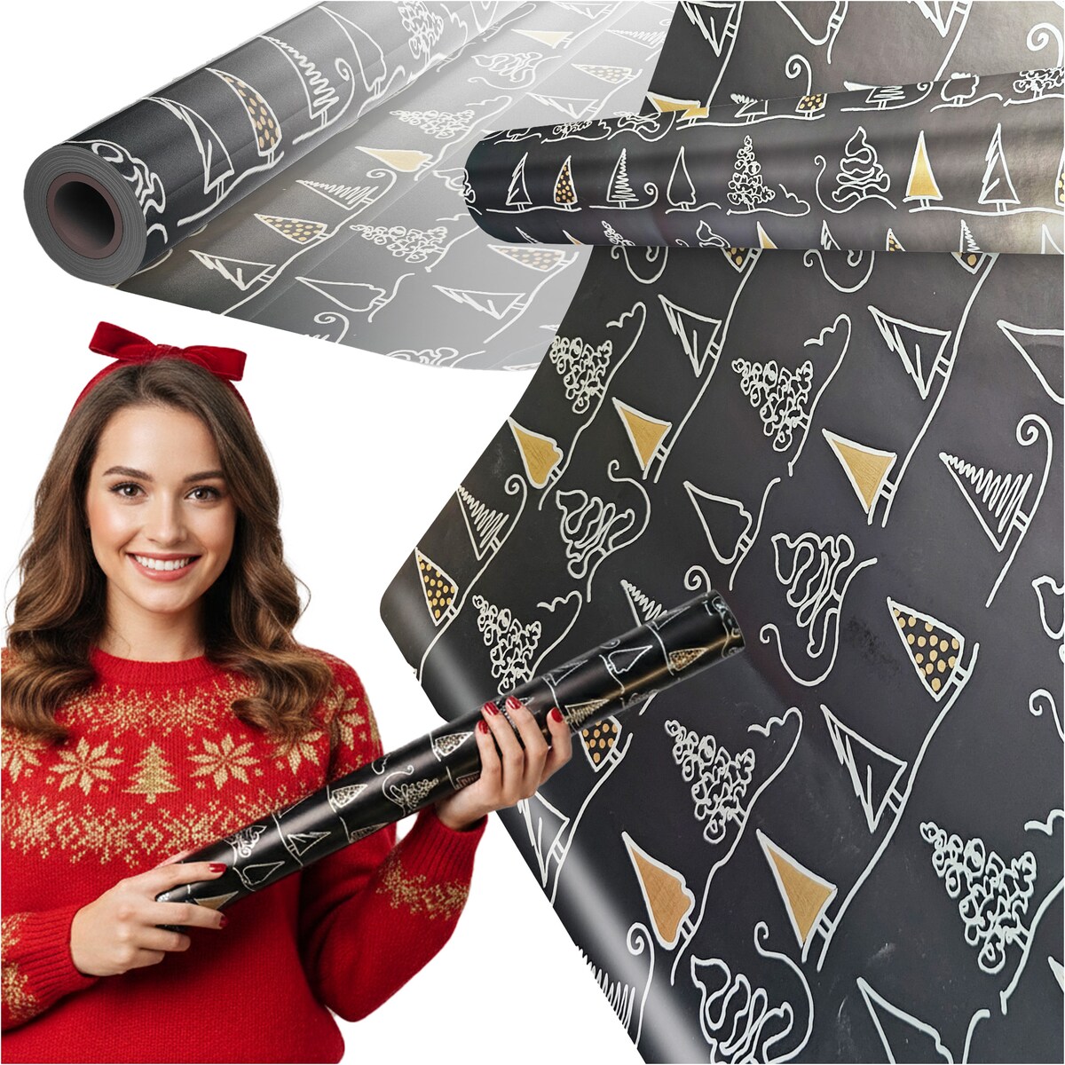 Papier Prezentowy Do Pakowania Prezentów 20 m MEGAROLKA Świąteczny Do Paczek Boże Narodzenie Ozdobny