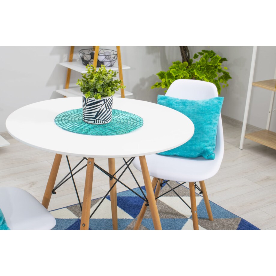 Krzesło Do Jadalni Kuchni Salonu Osaka Białe / Nogi Naturalne X 4