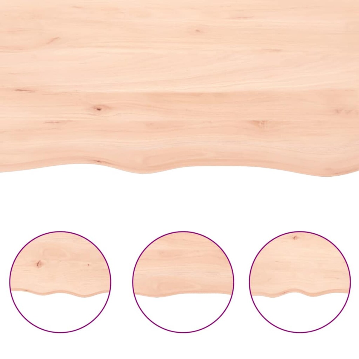 vidaXL Półka, 40x30x(2-4) cm, surowe lite drewno dębowe