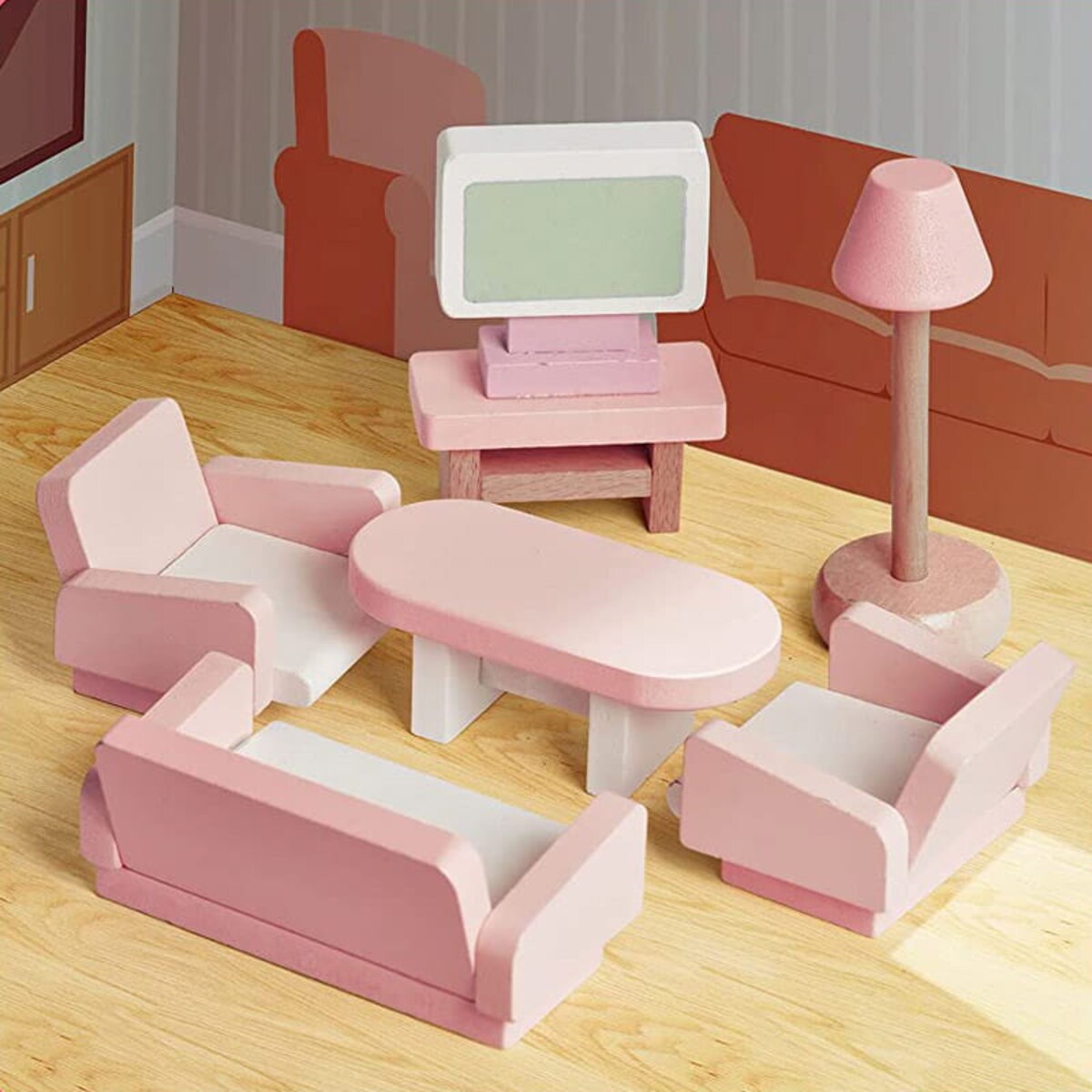 Mebelki drewniane dla lalek - 22 el.