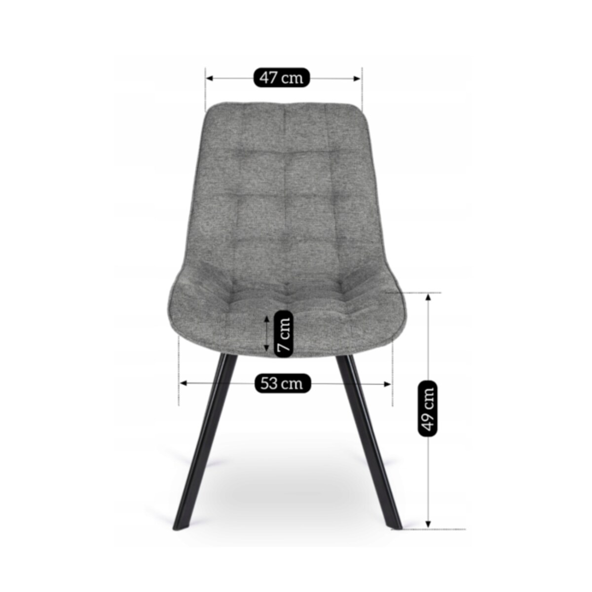 Krzesło Tapicerowane Do Jadalni Kuchni Salonu Loft Pikowane Szare RICK 2