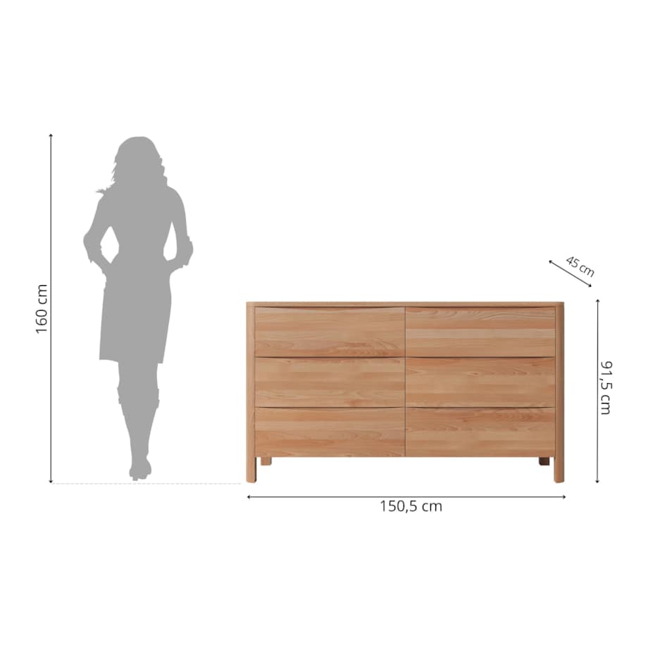 Drewniana komoda bukowa Visby MODENA LOW 150 / kolor naturalny