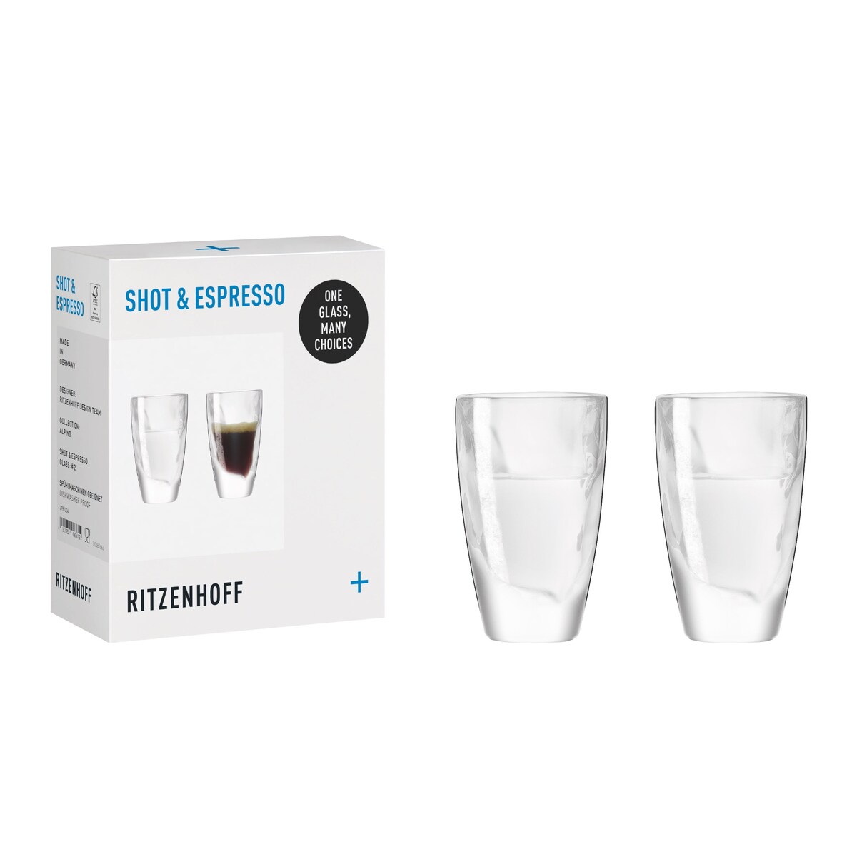 Ritzenhoff Alpino Espresso Zestaw 2 Kryształowych szklanek do Espresso kieliszków do nalewki wódki shotów szkło mleczne nr2