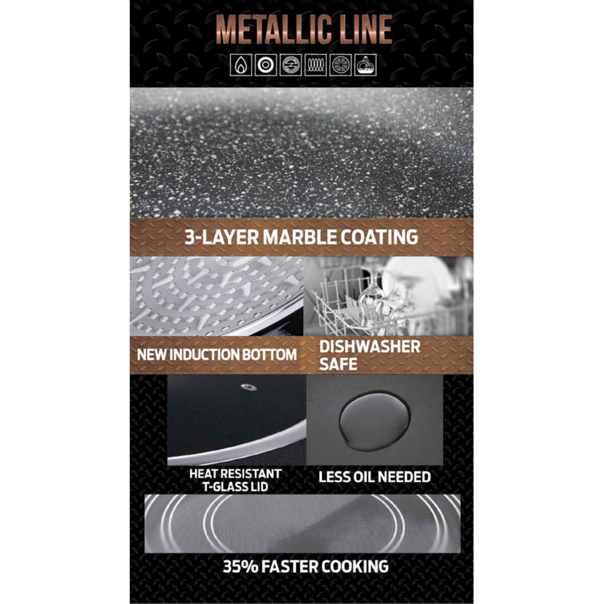 Patelnia z powłoką granitową grill 28cm BERLINGER HAUS Metallic Rosegold