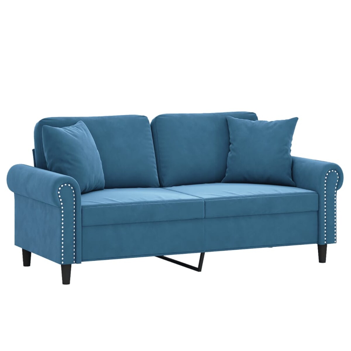 vidaXL 2-osobowa sofa z poduszkami, niebieska, 140 cm, aksamit