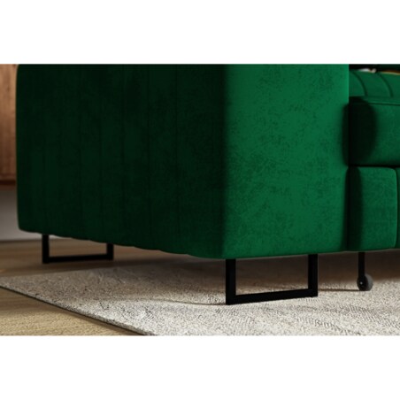 Narożnik NOLA do salonu, regulowane zagłówki-lewostronny- butelkowa zieleń