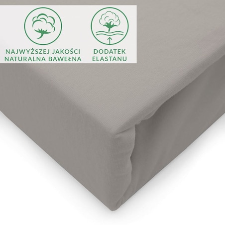 Prześcieradło z bawełny jersey z elastanem z gumką 200x220 kolor popiel