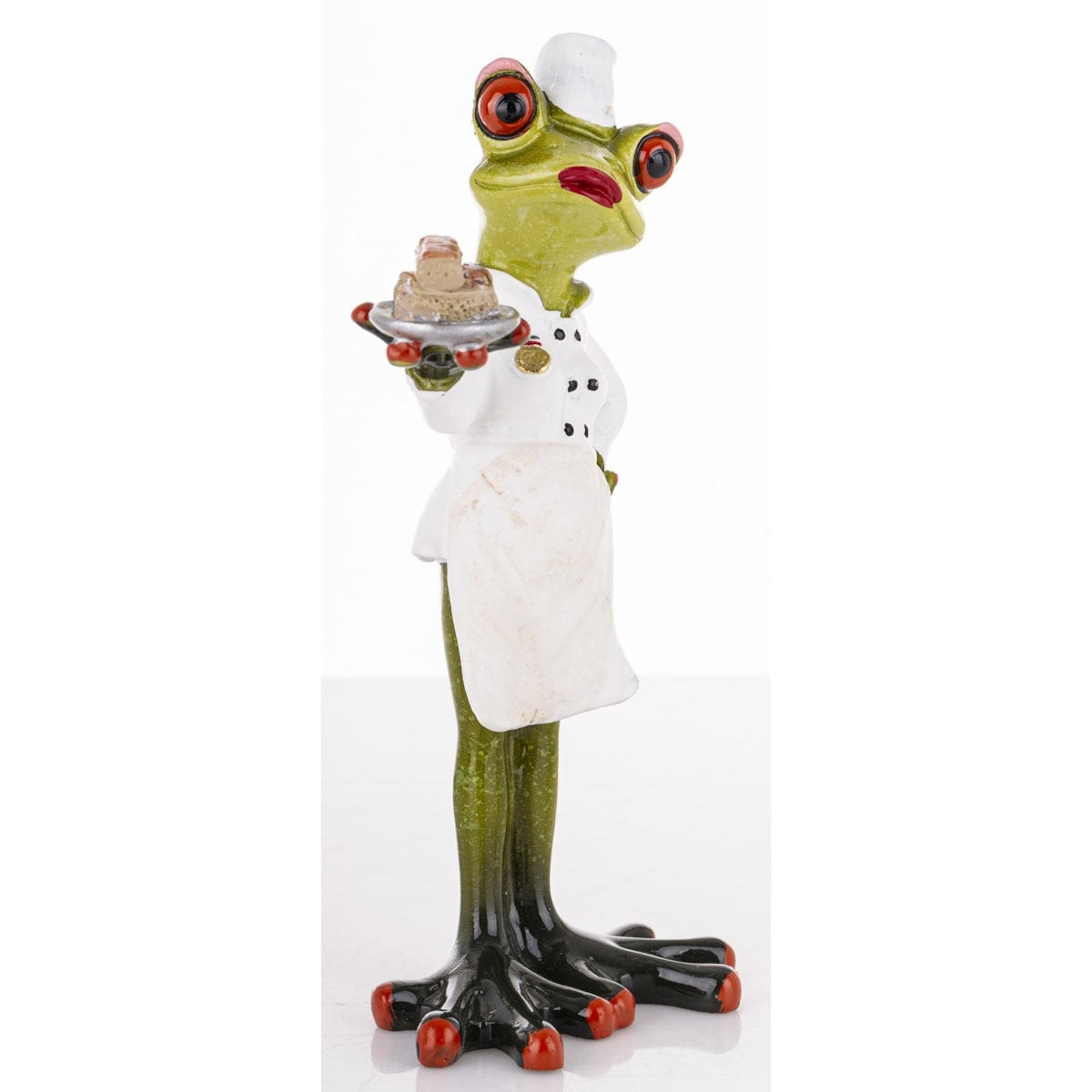 Figurka - żabka 17x8x4,5 cm FROGG z ciastkami w łapce