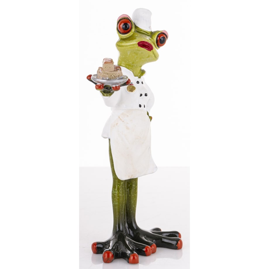 Figurka - żabka 17x8x4,5 cm FROGG z ciastkami w łapce