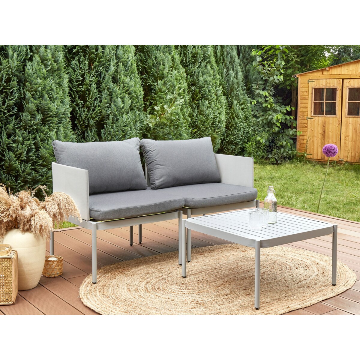 Zestaw ogrodowy dwuosobowy modułowy jasnoszary TERRACINA