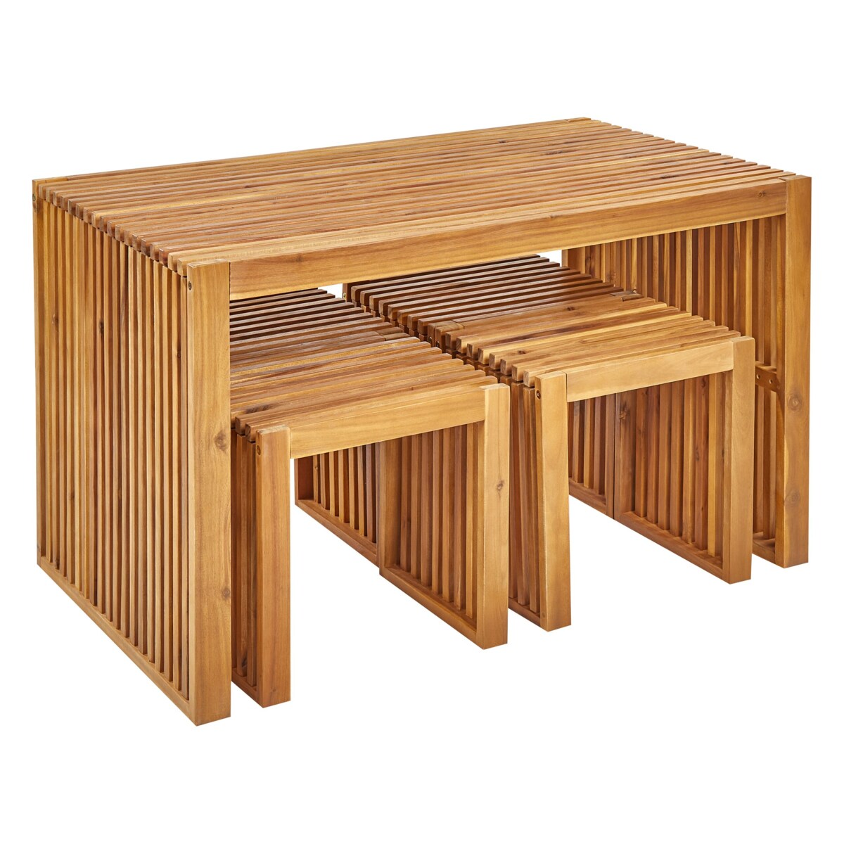 Zestaw ogrodowy ze stołkami dla 4 osób BELLANO Drewno akacjowe Brązowy