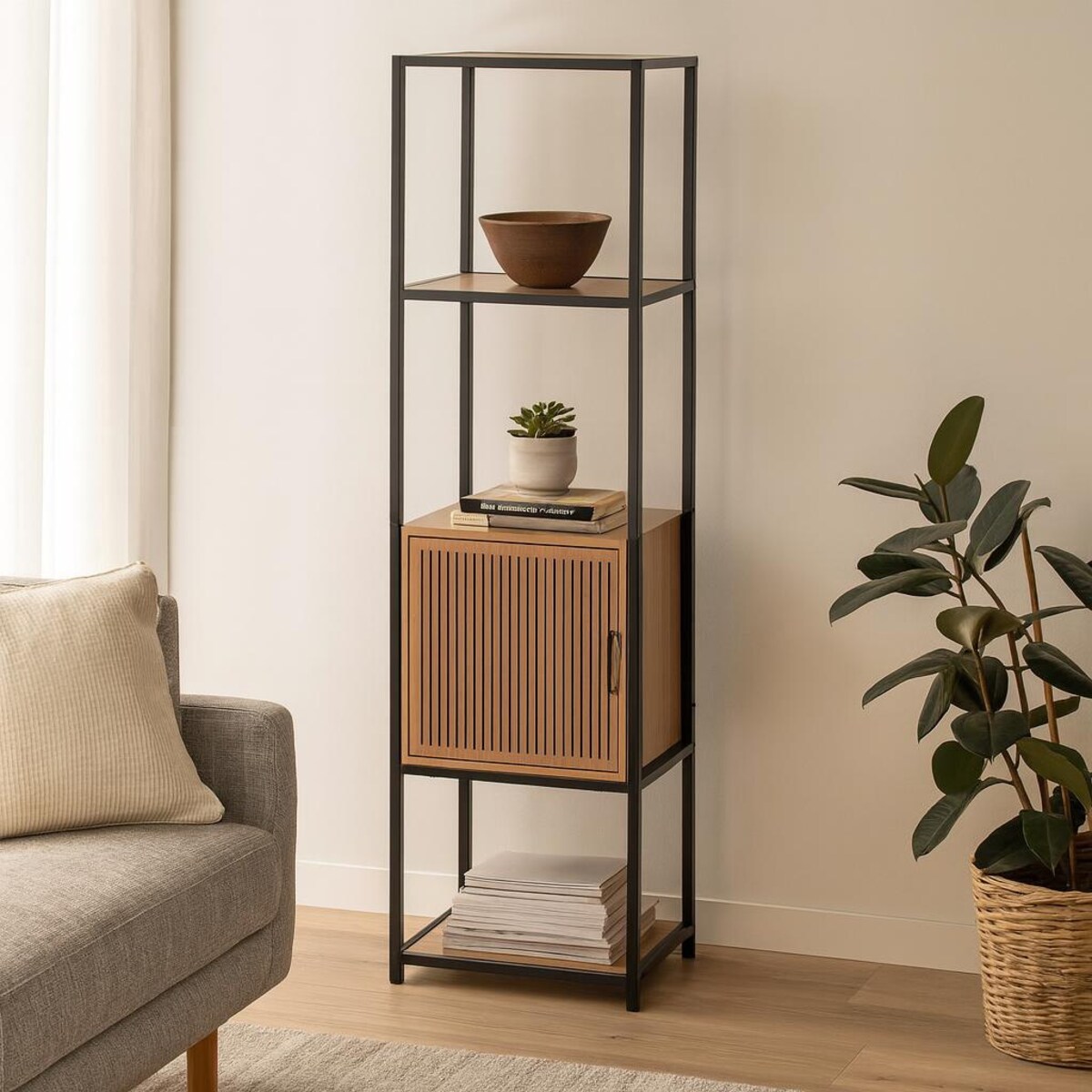 Regał biblioteczka z szafką KASTO, 43 x 33 x 153 cm