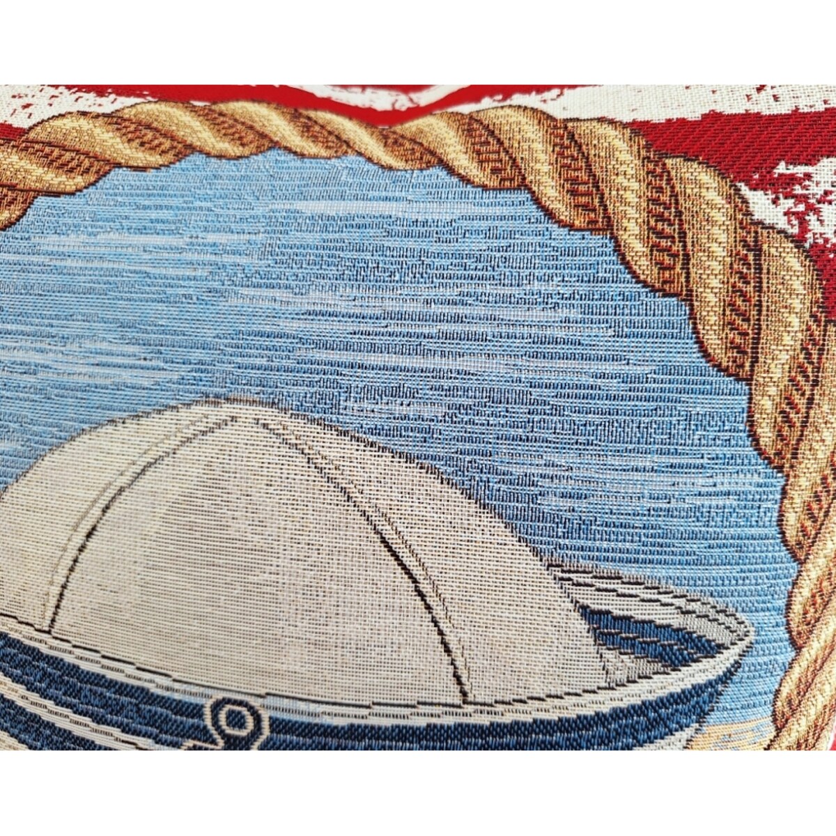 Poszewka Na Poduszkę Jasiek 45X45 Cm Żakardowa Dekoracyjna Ozobna Marynarska