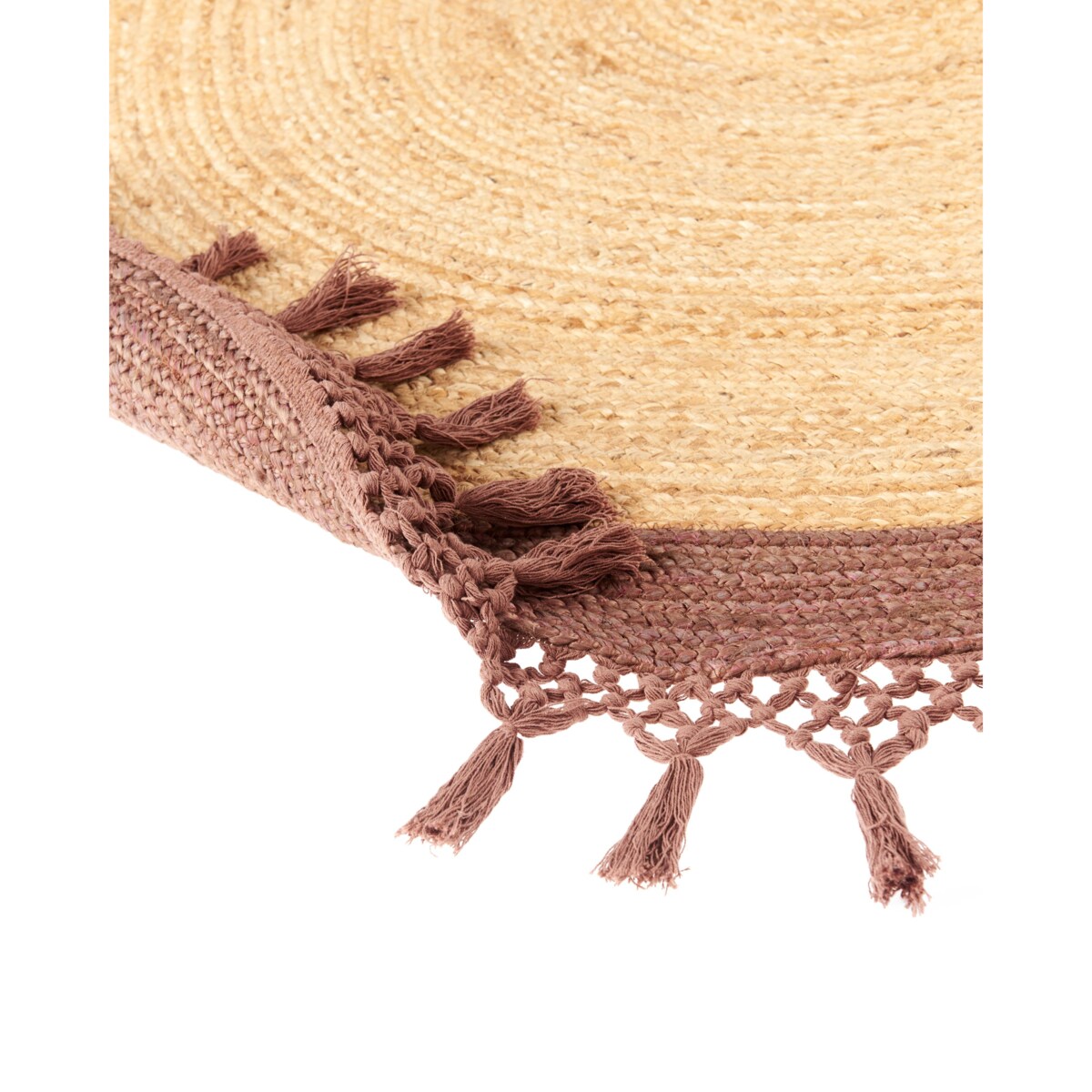Dywan okrągły z juty 200 cm beżowy z brązowym MARTS