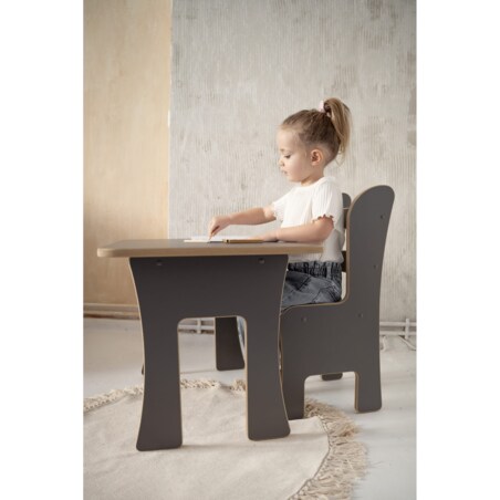 Stolik + krzesełko z imieniem - szary