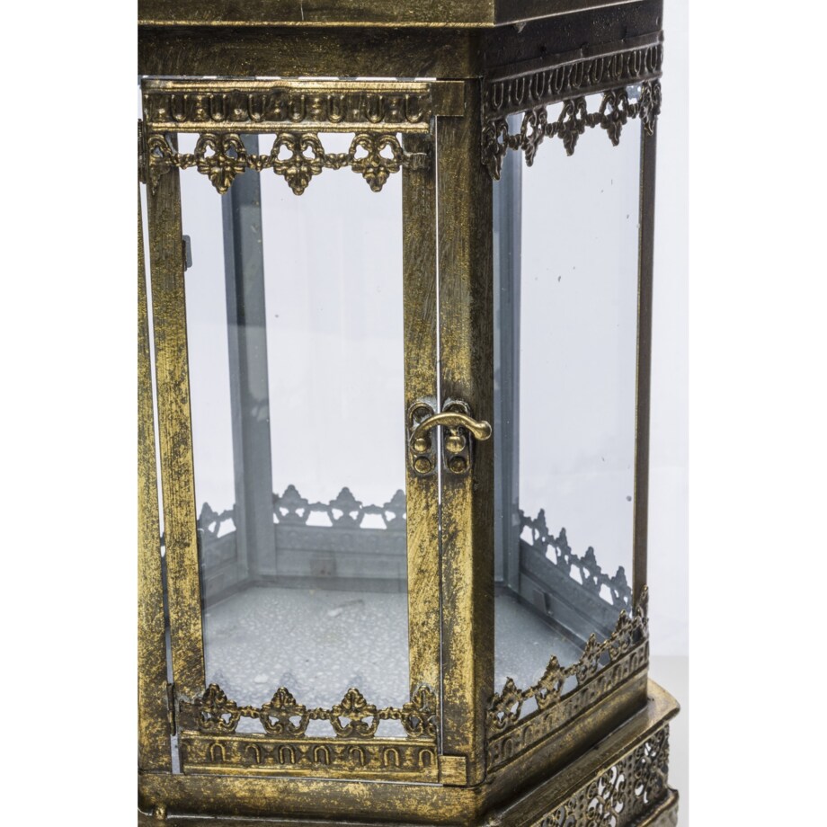 Lampion metalowy złoty 64x25x22 cm COROLLA