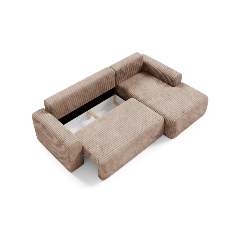 Narożnik SONTII z funkcją spania gruby sztruks Kolor: TILIA 17