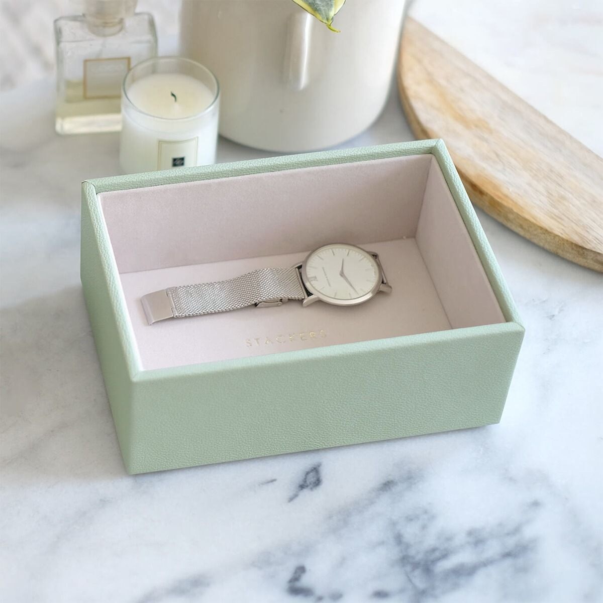 Szkatułka na biżuterię Stackers open mini zieleń szałwiowa