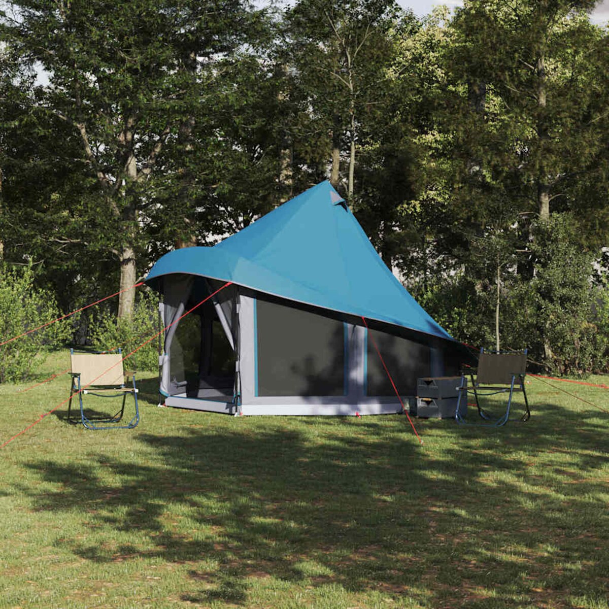 vidaXL Rodzinny namiot tipi z dachem Niebieski 404 x 370 x 270 cm