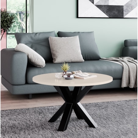 Stolik kawowy NEO okrągły 90 cm, metalowa podstawa-kaszmir