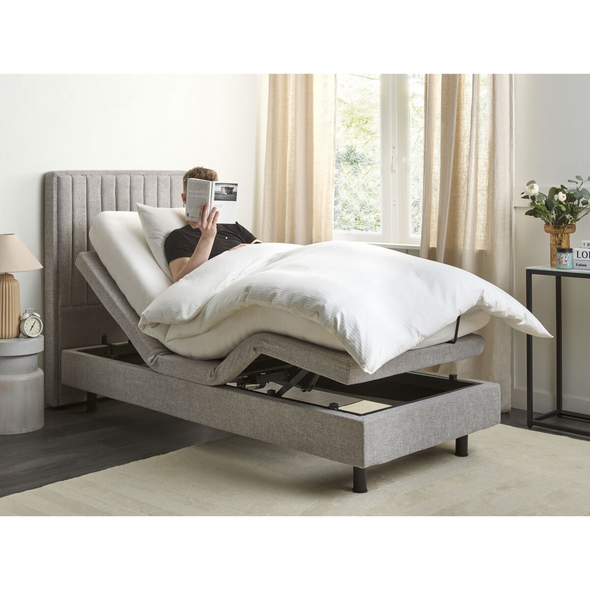 Łóżko regulowane DUKE II 90 x 200 cm Jasnoszary