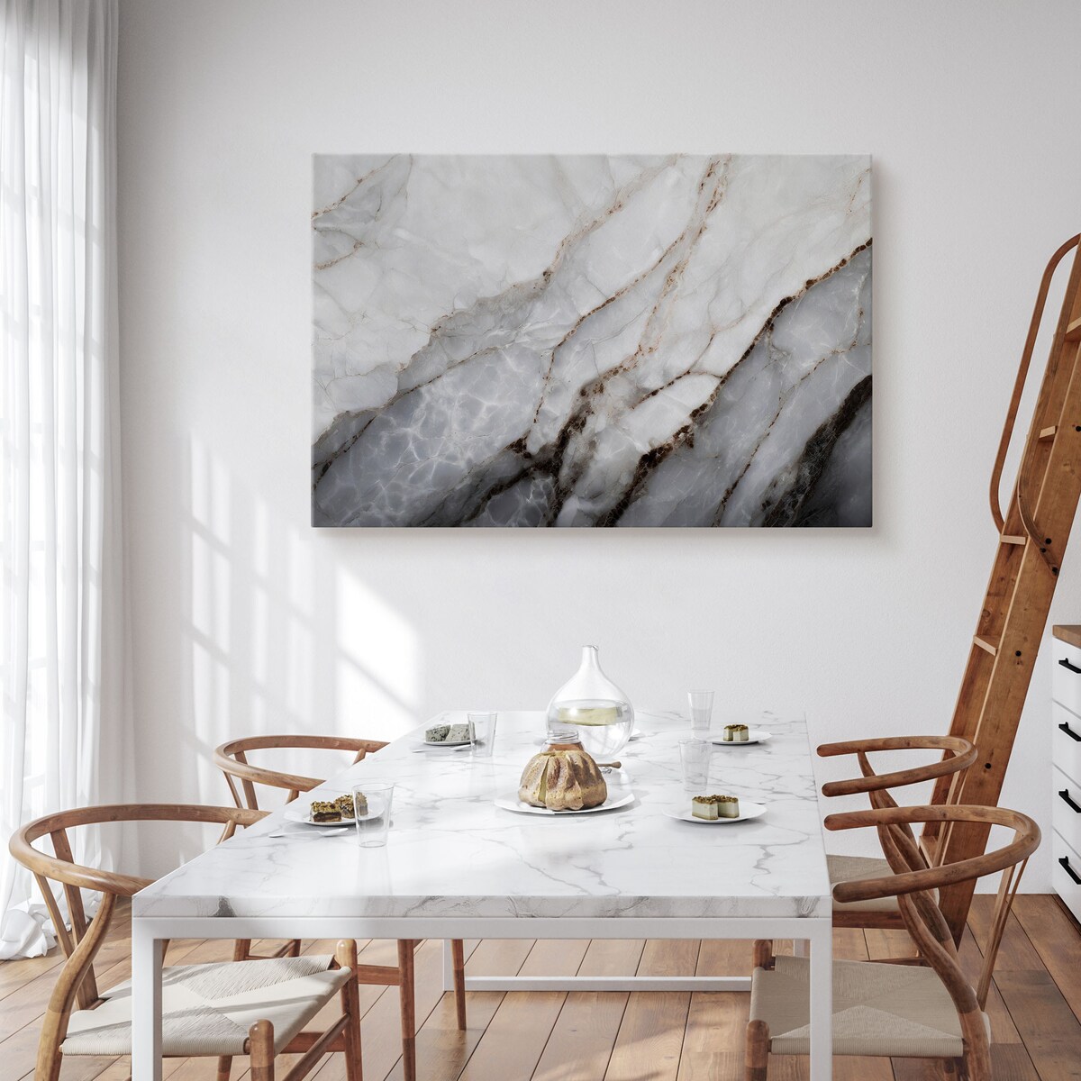 OBRAZ DO SALONU SZARY MARMUR STYL GLAMOUR ABSTRAKCJA KAMIEŃ 40x30cm