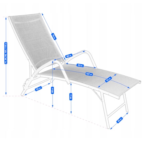 Leżanka ogrodowa aluminiowa z regulowanym oparciem