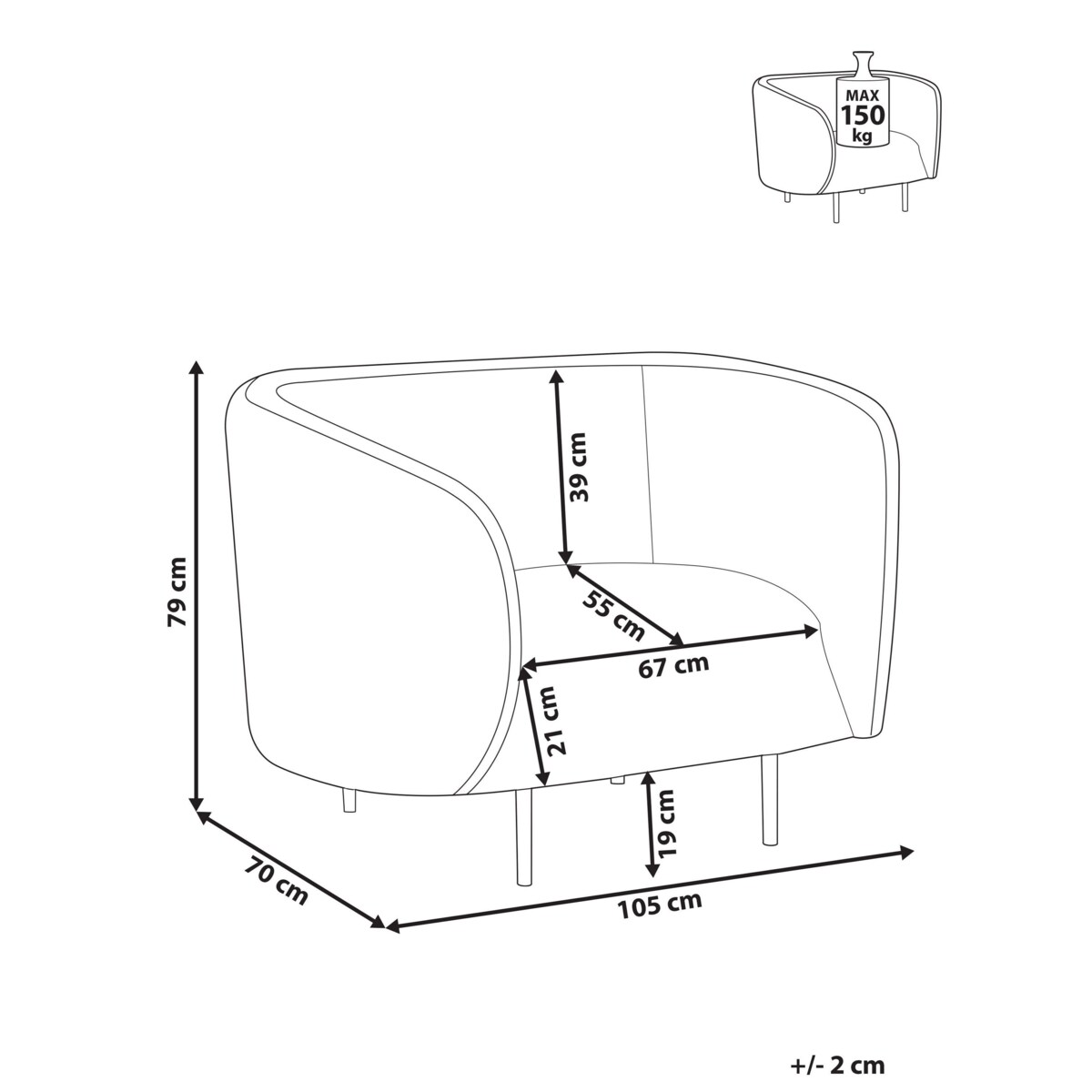 Fotel tapicerowany beżowy LOEN