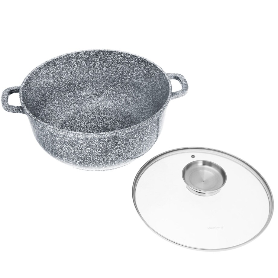 Garnek z powłoką marmurową marmurkowy szary indukcja gaz 6.5L 28cm KLAUSBERG