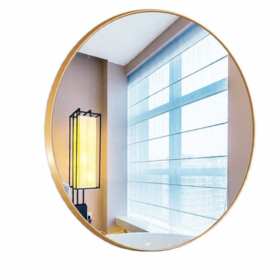 Duże lustro okrągłe industrialne łazienkowe salon sypialnia złote 70cm xxl