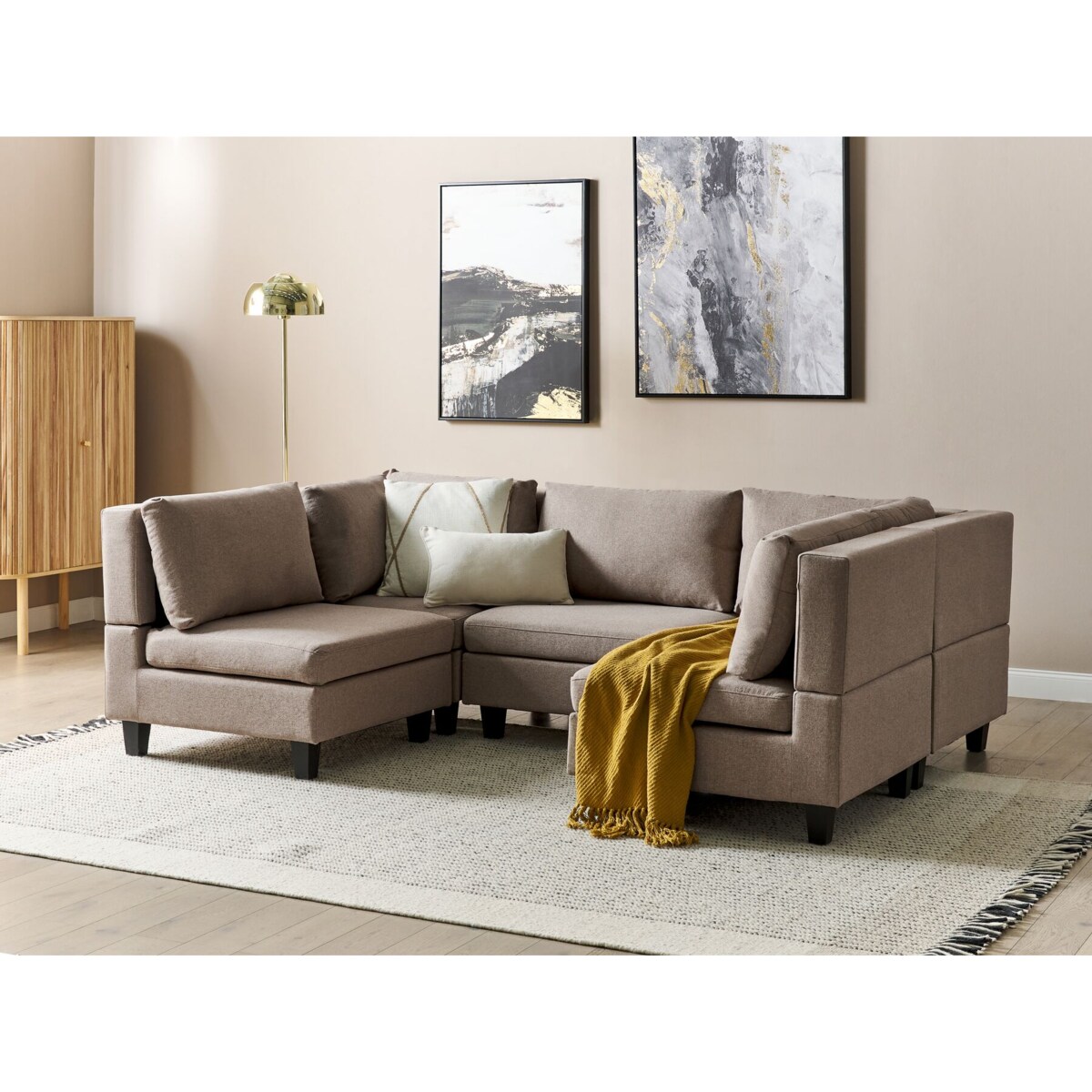 Sofa modułowa 5-osobowa brązowa UNSTAD