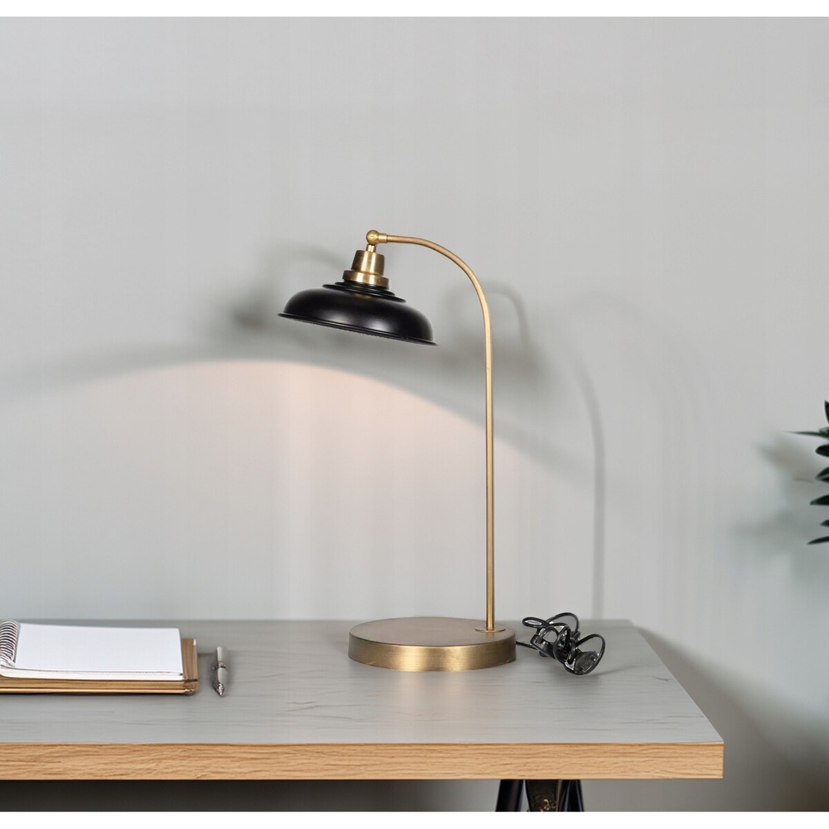 LAMPA STOŁOWA DUŻA 52cm złota czarna stojąca nocna do salonu E27 wysoka