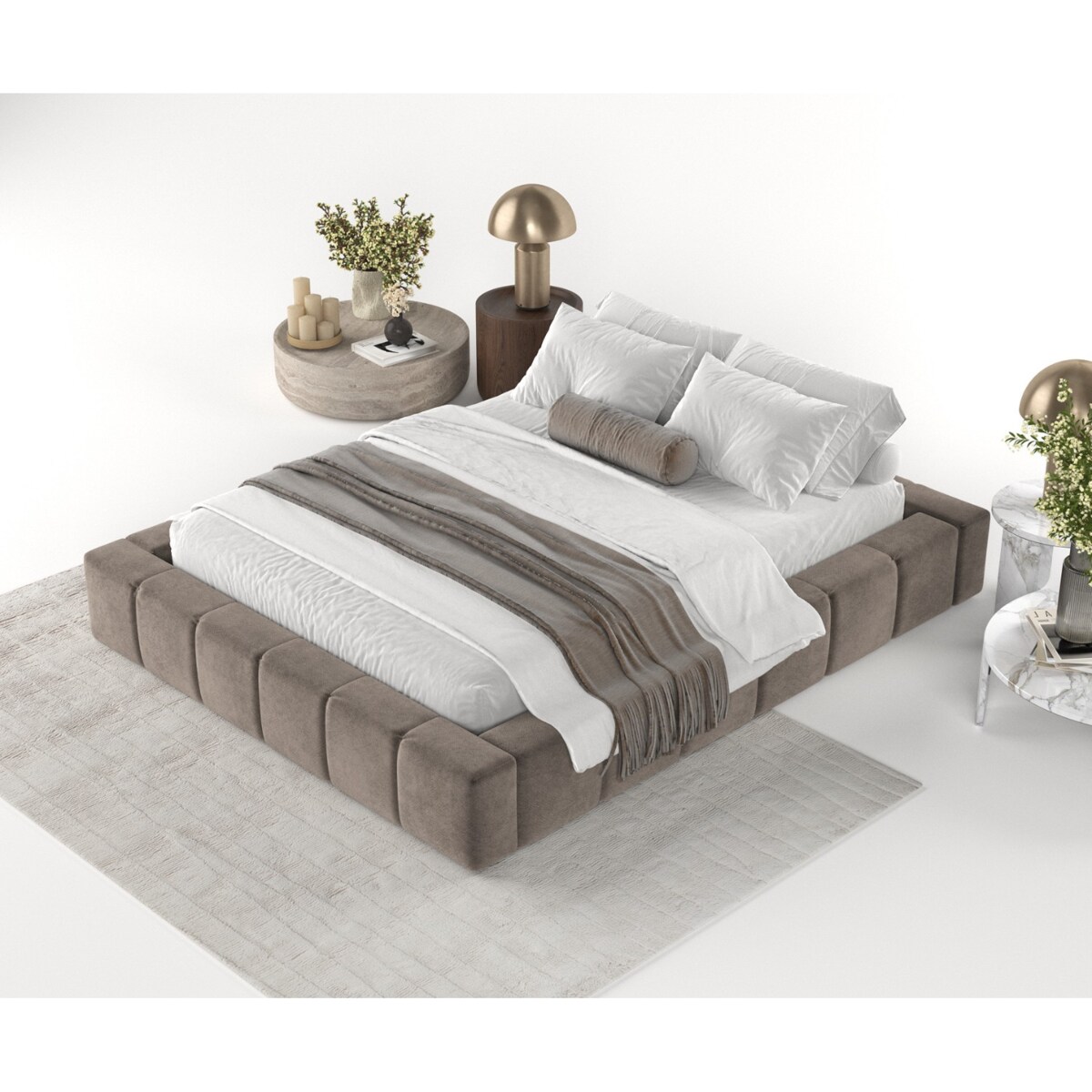 Łóżko tapicerowane KEA 180x200 z pojemnikiem, Brązowy, tkanina Terra NW 26