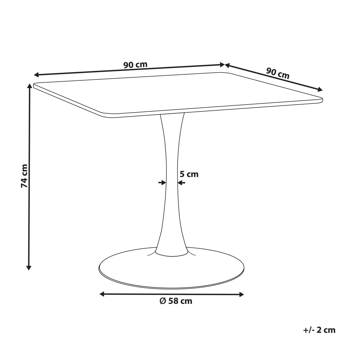 Stół do jadalni BOCA Jesion jasny 90 cm 90 cm