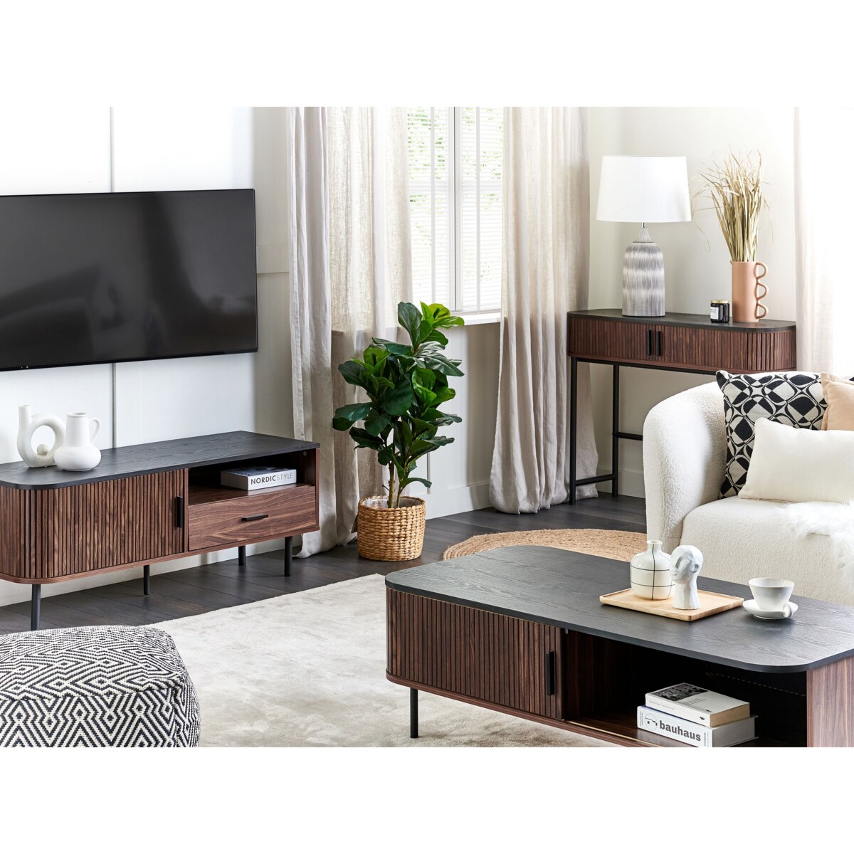 Konsola ciemne drewno z czarnym JOSE