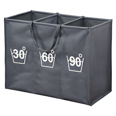 Składany kosz na pranie z przegródkami, duży kosz na pranie, kosz na pranie materiałowy, kosz łazienkowy, KESPER